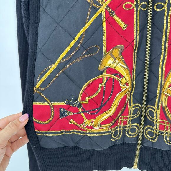 Vintage Ralph Lauren Equestrian Bishop Full Zip Silk Wool Sweater Cardigan M - Picture 5 of 9